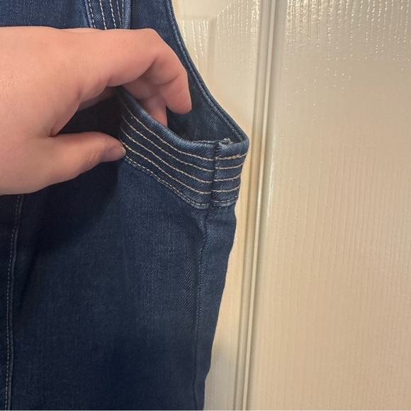 White House Black Market Sleeveless Denim Fit & Flare Dress Size 18 Embroidered - Picture 6 of 9